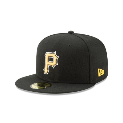 Black Pittsburgh Pirates Hat - New Era MLB Authentic Collection 59FIFTY Fitted Caps USA2871690